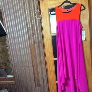 TIANA B  Bright Orange  and Fuscia Pink Women's Dress, Size M